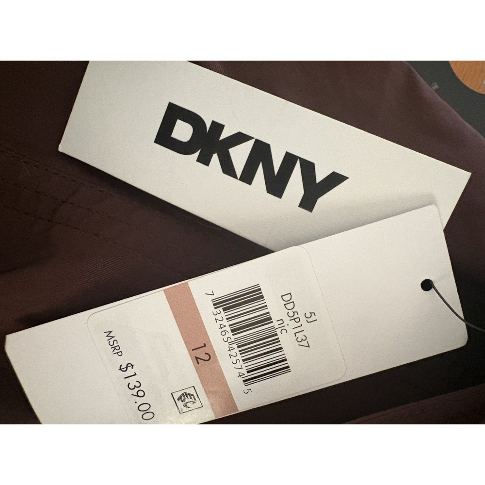 DKNY Women's Size 12 Chocolate Brown Halter Midi Dress Seamed Tie Straps Tie Wai - Picture 8 of 11